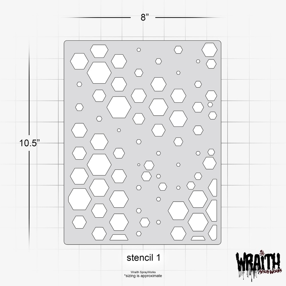 Hex Camo Set #1 - Reusable Airbrush Stencil Template