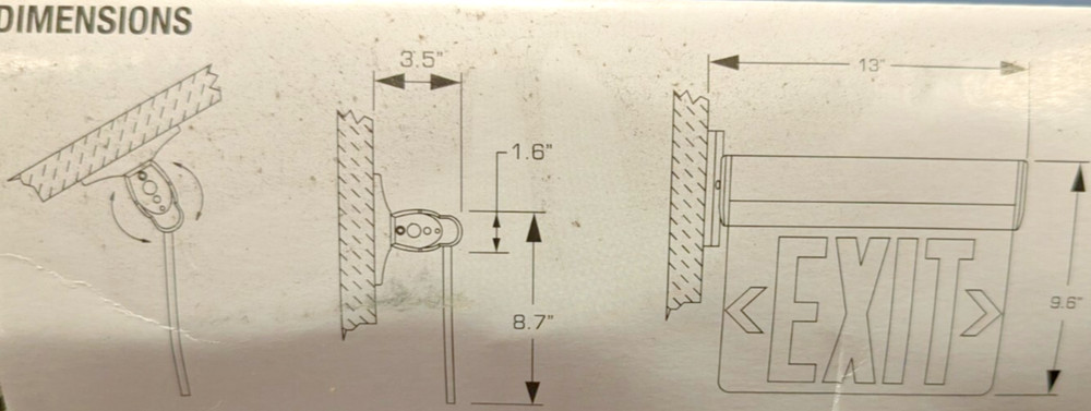 HUBBELL LIGHTING EDGE-LIT SURFACE MOUNT LED EXIT SIGN GREEN LETTER MIRROR BACK