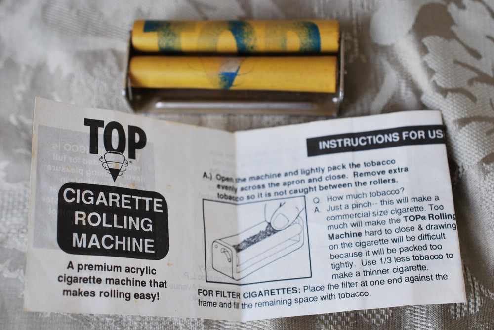 1991 Top Cigarette Roller & Instructions, Flints Papers & Tally-Ho Package Ruler
