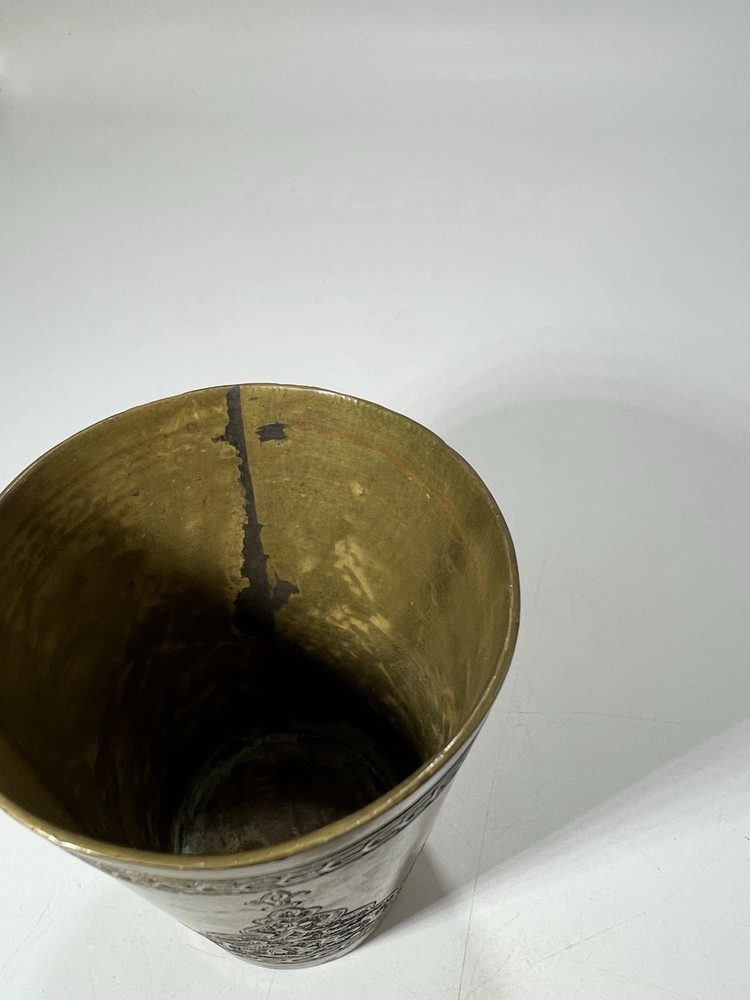 Vtg Handcrafted Solid Brass Traditional Lassi Drinking Cup India Pakistan Boho
