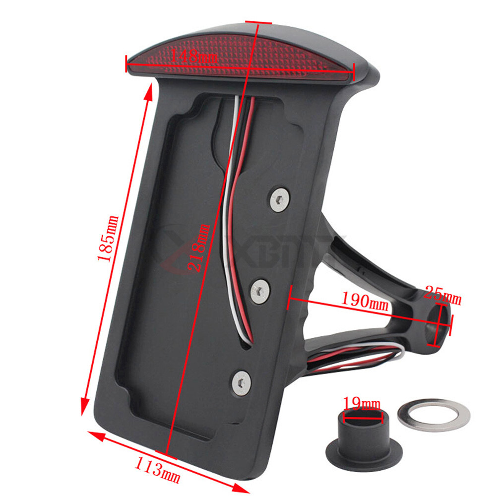 Black Vertical Side Mount License Plate Holder Bracket Tail Light for Harley US