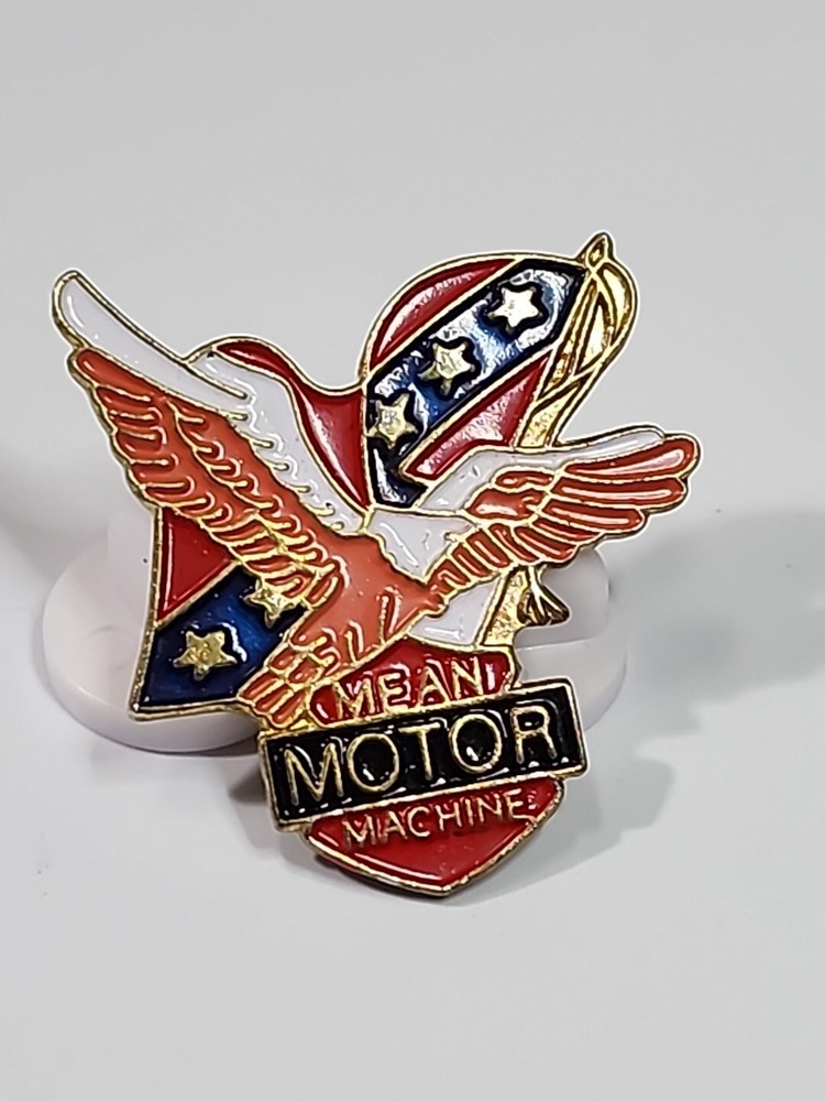 Mean Motor Machine Hat Jacket Lapel Pin Motorcycle Eagle