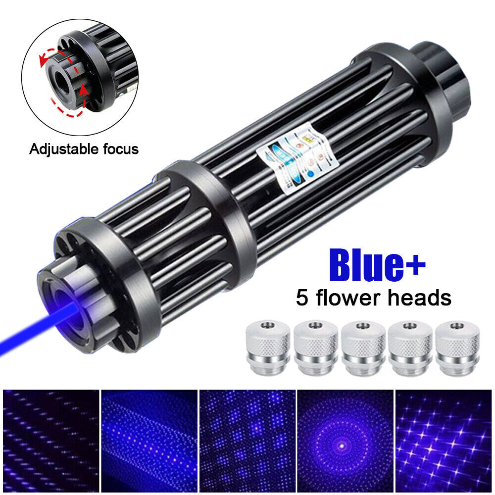 10Watt Adjustable High Power Blue Burning Laser Pointer Visible Dot Torch Light