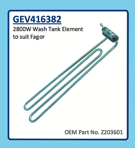 FAGOR  DISHWASHER WASH TANK ELEMENT 2800W GEV416382 Z203601