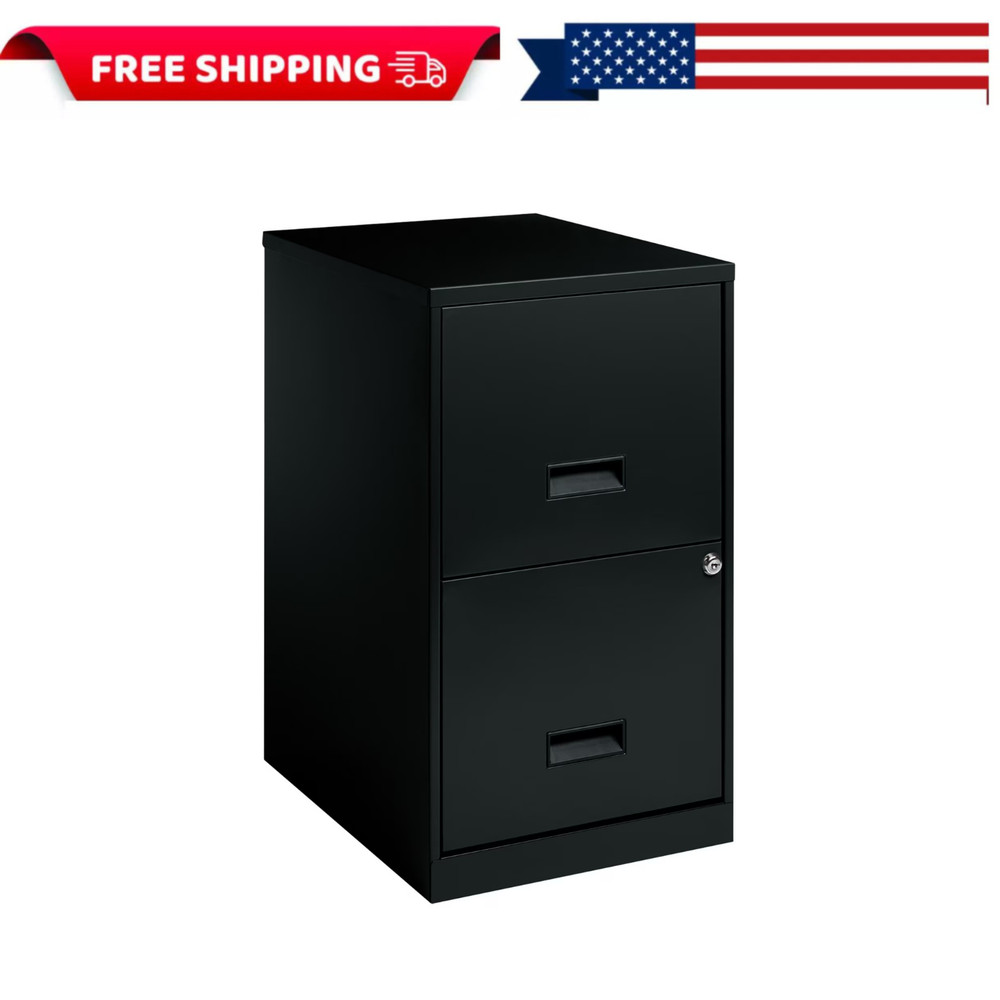 Space Solutions 18" Deep 2 Drawer Letter Width Vertical File Cabinet, Black