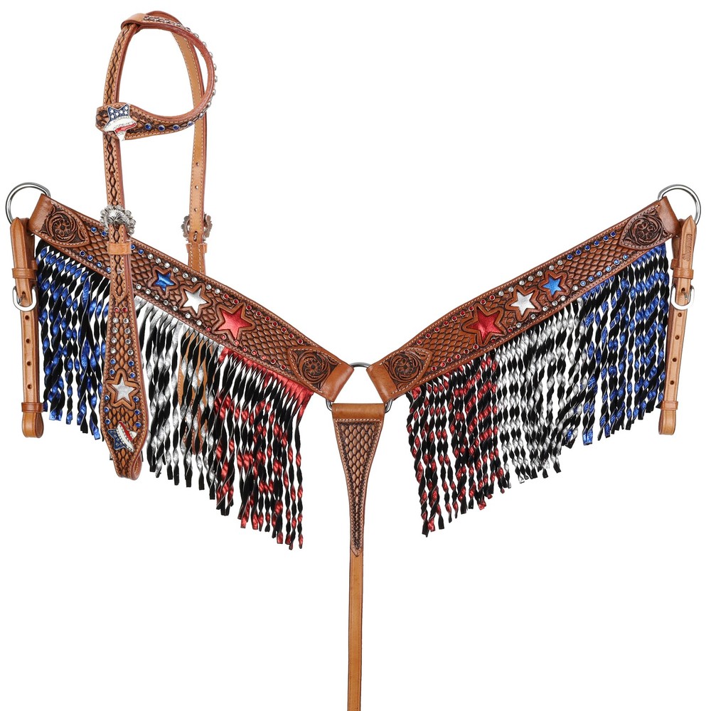 Showman Freedom Star Single Ear Headstall & Breast Collar Set