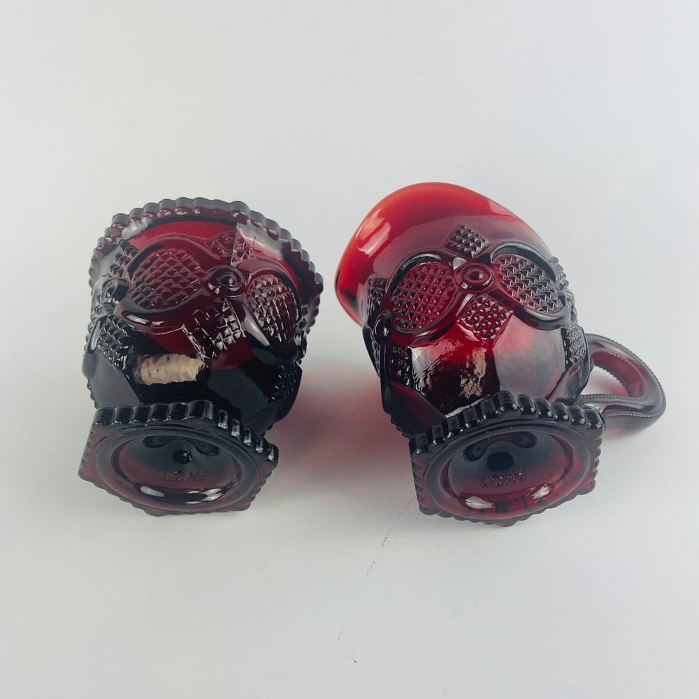 Vintage Avon 1876 Cape Cod Ruby Red Glass Cream and Sugar Set
