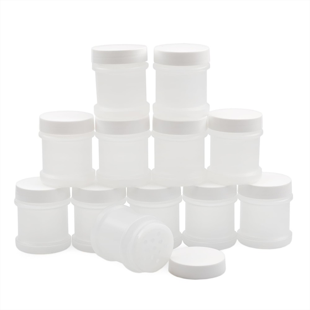 Cornucopia Brands Mini Plastic Spice Jars w/Sifters (12-Pack, White); 2 Table...