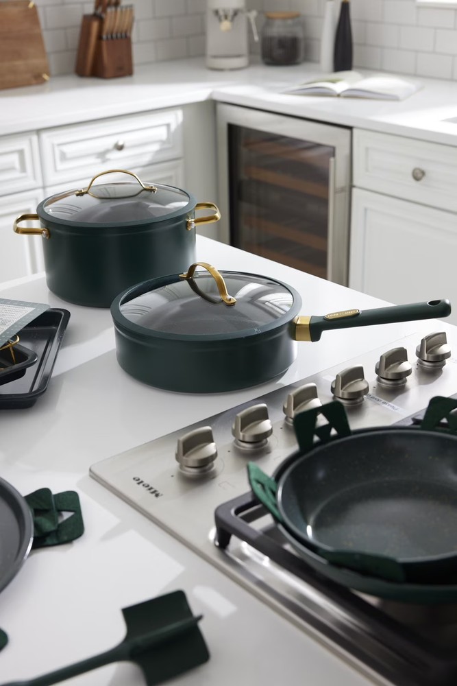 Thyme & Table 12-Piece Ceramic Non-Stick Granite Collection - Hunter Green