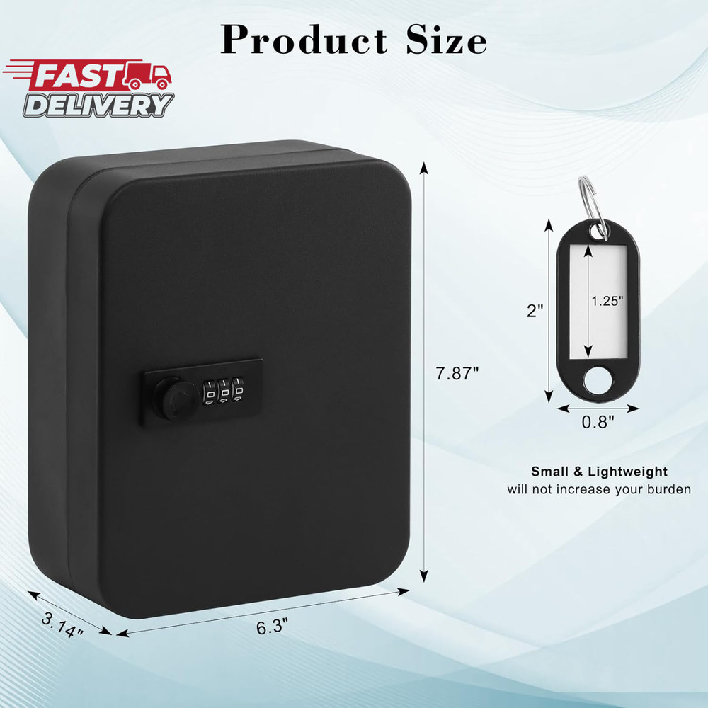 KYODOLED 20 Key Storage Lock Box with Code, Key Cabinet Organizer Wall Mount wit