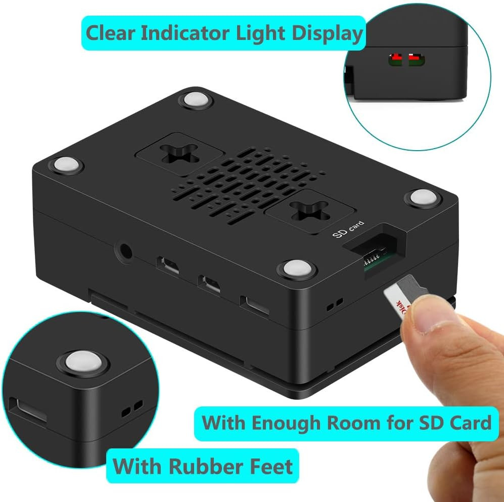 Case for Raspberry Pi 4, ABS Pi 4 Case with Cooling Fan, Pi 4 Heatsink, Simple