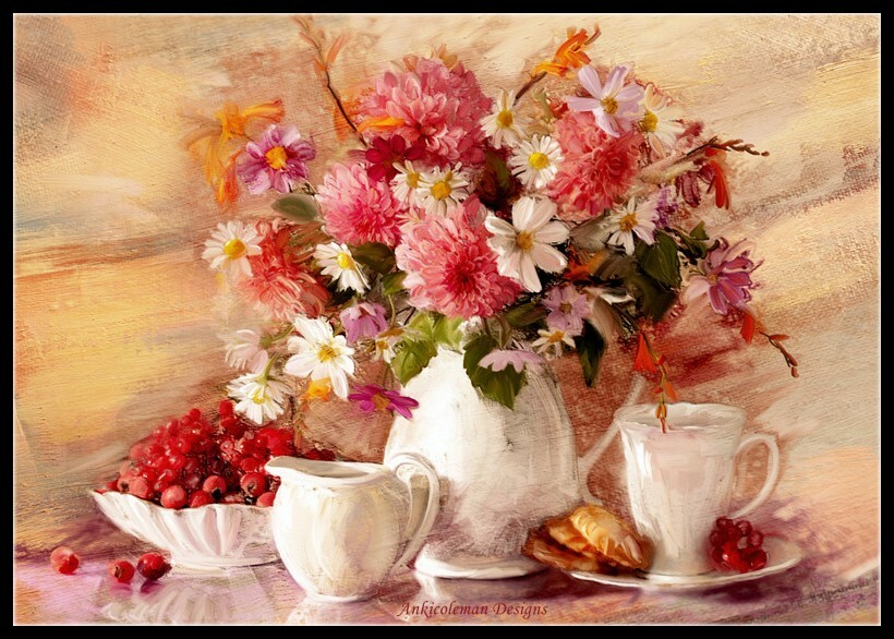 Spring Flowers I - Chart Counted Cross Stitch Patterns Needlework DMC Color DIY