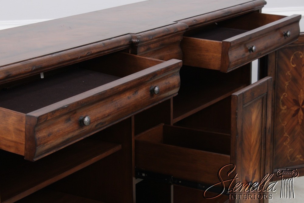 72635: Continental Style Inlaid Front Distressed Sideboard Console