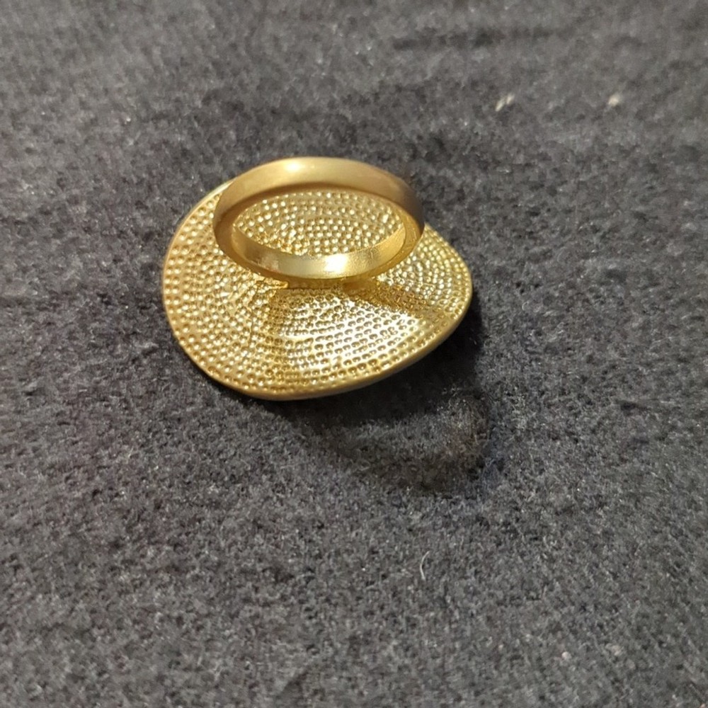 Solid Brass Clear CZ Oversized Chunky Disc Statement Cocktail Ring - Size 7