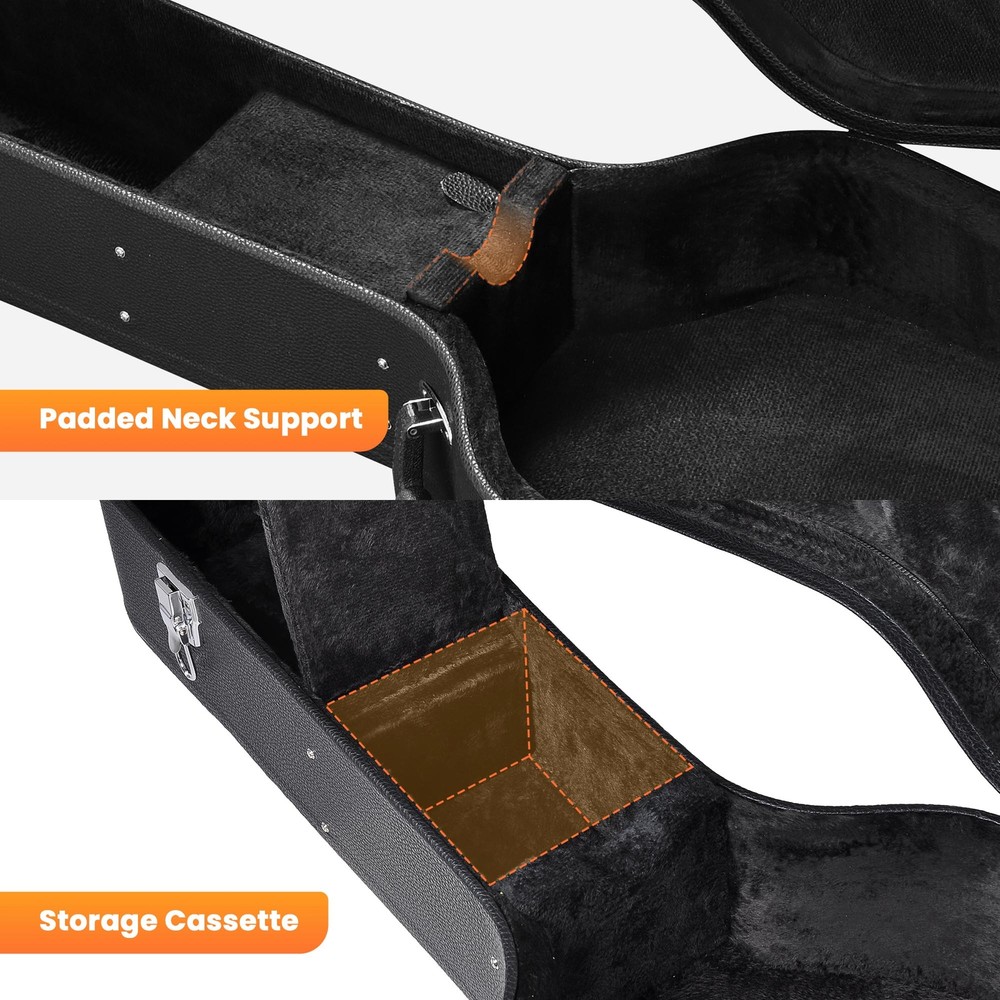 Acoustic Guitar Hard Case Wooden Hard Shell Carrying Case Lockable