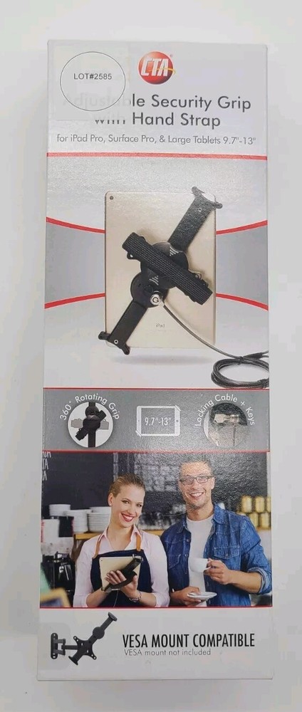 Anti-Theft Grip – CTA Adjustable Security For 9.7" - 13" Tablets, Silver