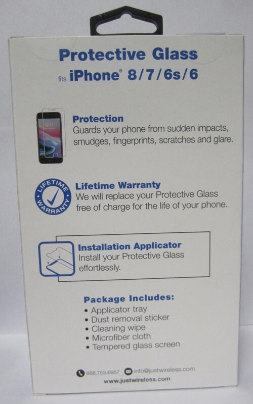 Just Wireless iPhone 8, 7, 6s. 6 Protective Glass