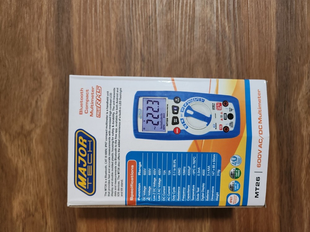 600V AC/DC True RMS Bluetooth Multimeter - MAJOR TECH - MT26