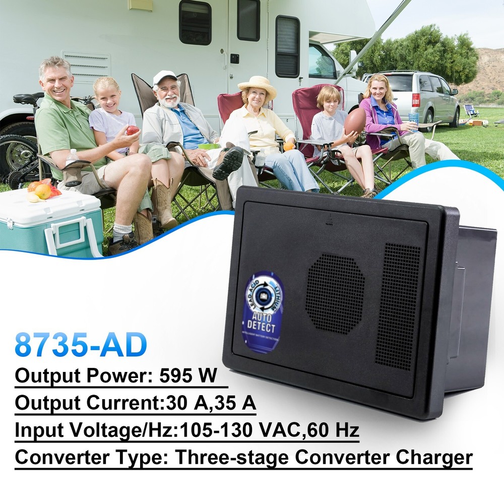 WF-8735-AD 8700-AD Auto-Detect Series Converter/Charger - wf8735-P Black 30 Amp