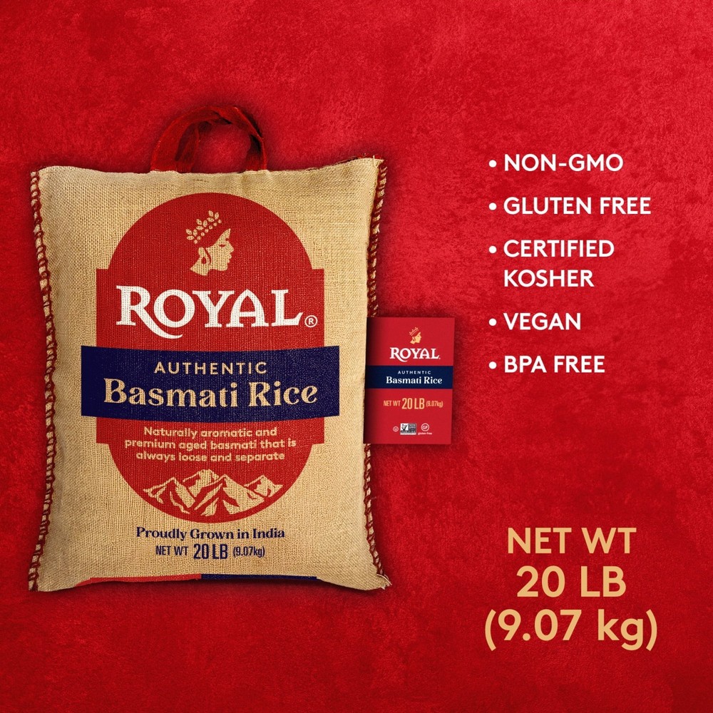 Authentic Royal Naturally Aged Indian White Basmati Rice, Long-Grain, 2 pack