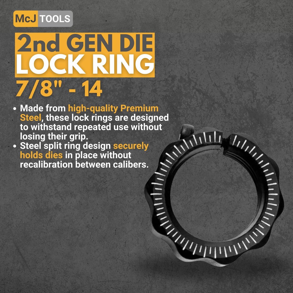 McJ Tools Reloading Die Lock Rings 2nd Gen 6pack