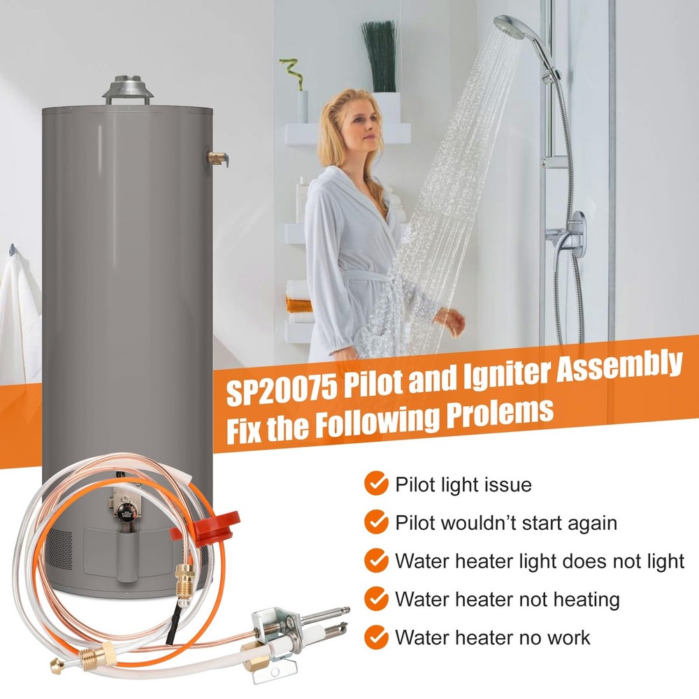 Upgraded SP20075 Pilot and Igniter Assembly Compatible with Rheem Water Heate...