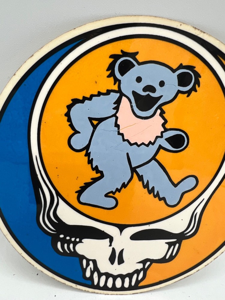 Vintage Grateful Dead Marching Bear Lightning Skull Hippy Window Sticker Decal