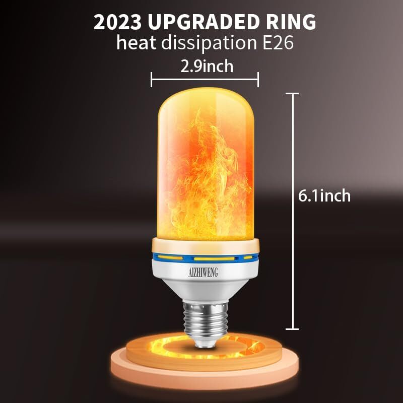 LED Flame Light Bulbs, 4 Modes E26 Base Flame Bulb with Gravity Sensor (2 PCS)