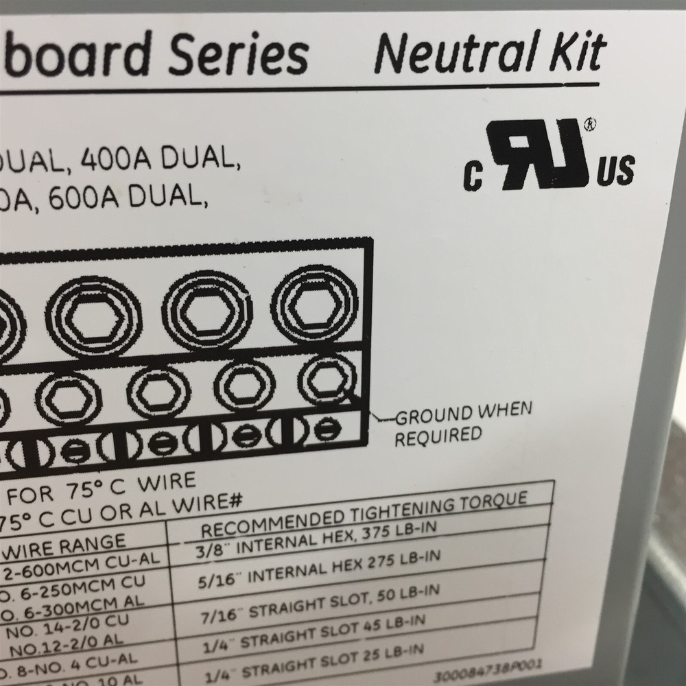 GE EntellEon Panelboard Series Neutral Kit NEU08ION