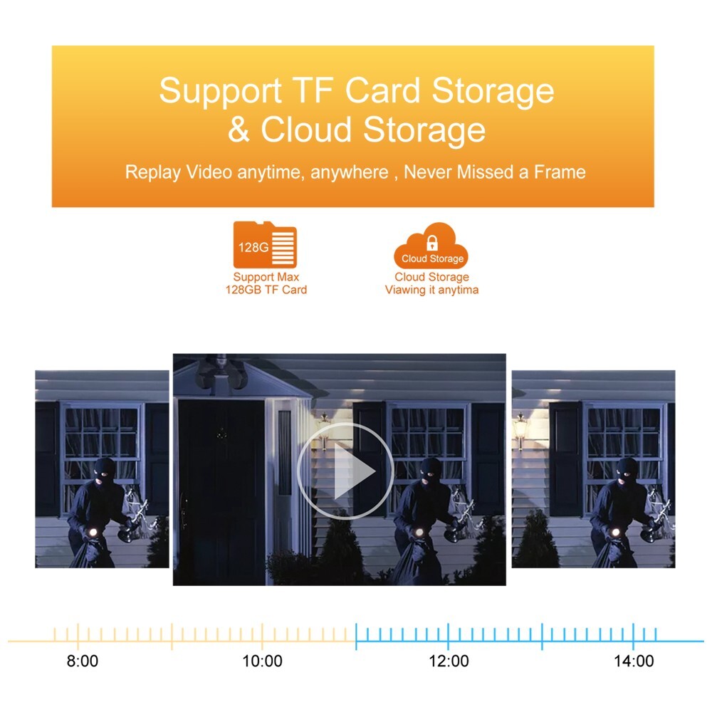 4MP Rechargeable Battery Wifi Security Camera Pan Tilt Argus PT&Solar Panel