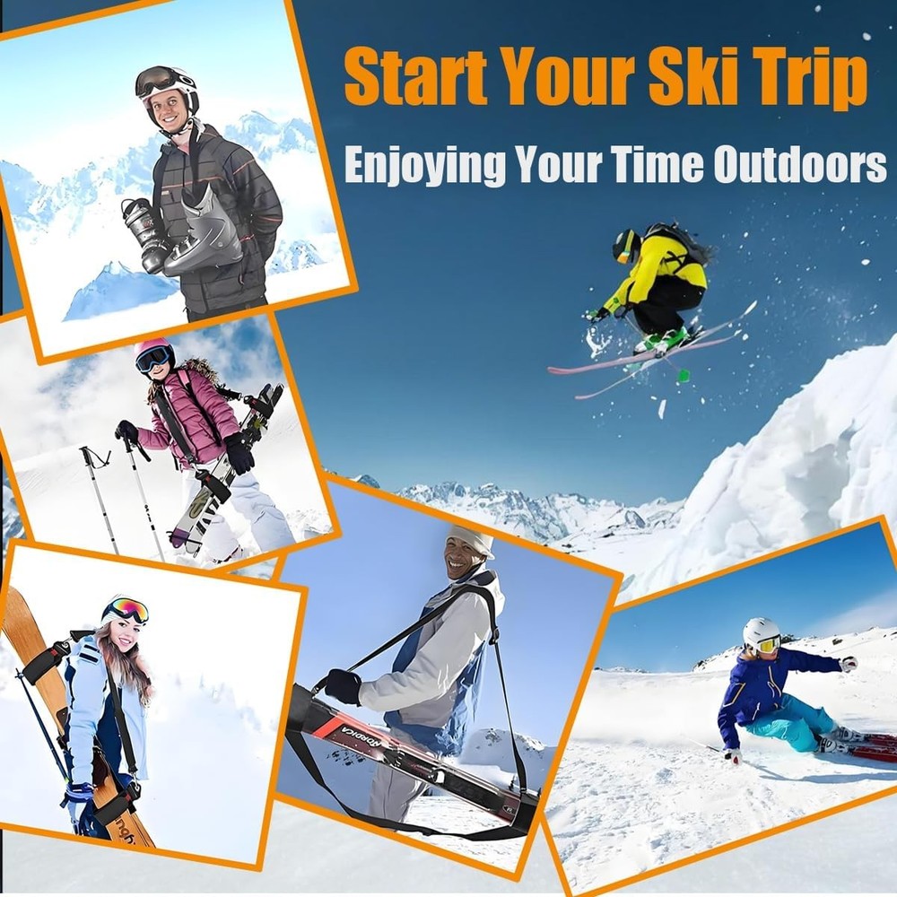 Ski Carrier Strap and Pole – Adjustable Cushioned Straps for...