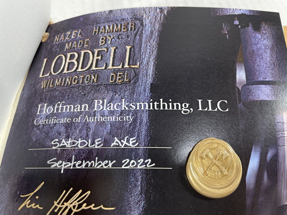 Hoffman Blacksmithing 28 inch Saddle axe with sheath new NWT