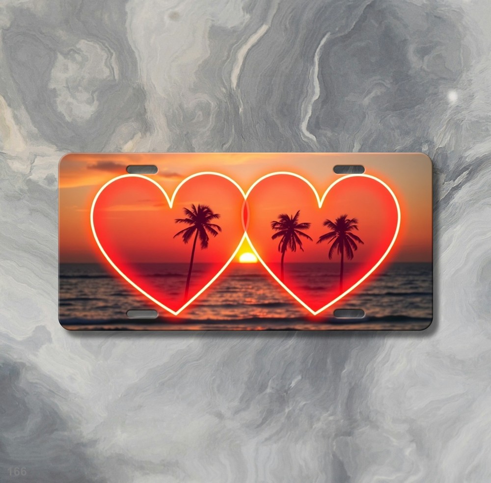 Lovely Couples Hearts Style Add Text License Plate Editable Decor