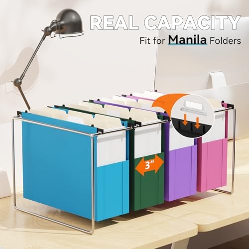 Plastic Expandable Hanging File Folder Letter 6 Pack-colored 3" Expansion