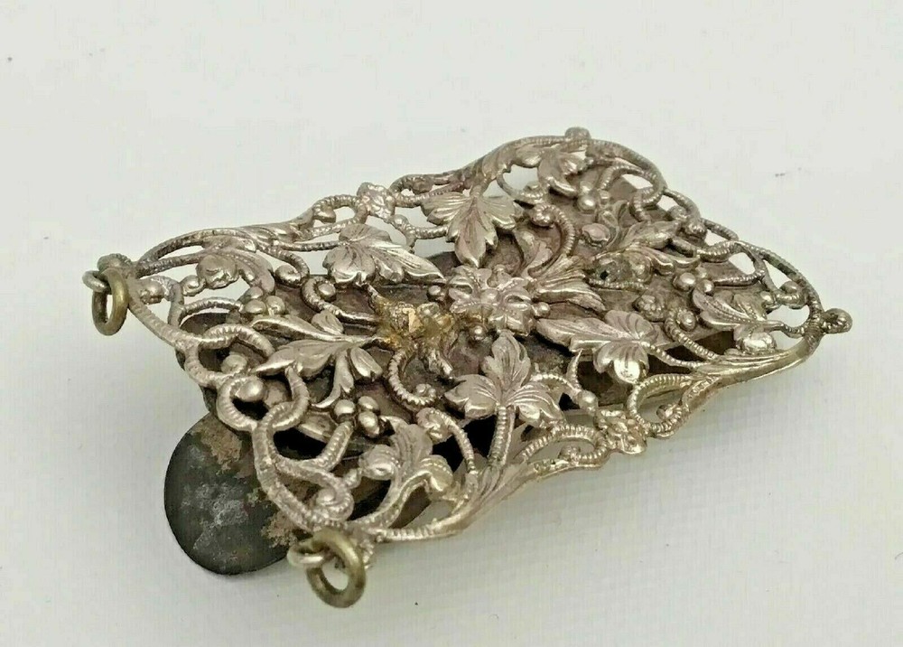 Beautiful Antique Ornate Flora Silver Clip