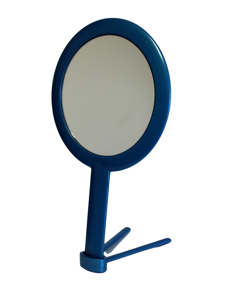 Hand-Held 11" Hand Cosmetic Mirror With Stand Regular and 3X Magnification