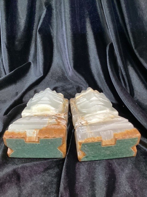 Set of Marble Onyx Bookends. Heavy