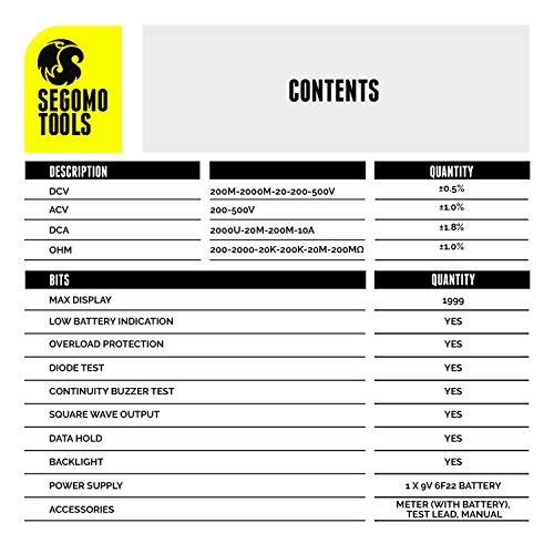 Multimeter - Amp & Diode Voltage, Resistance & Continuity Digital 500 Volt