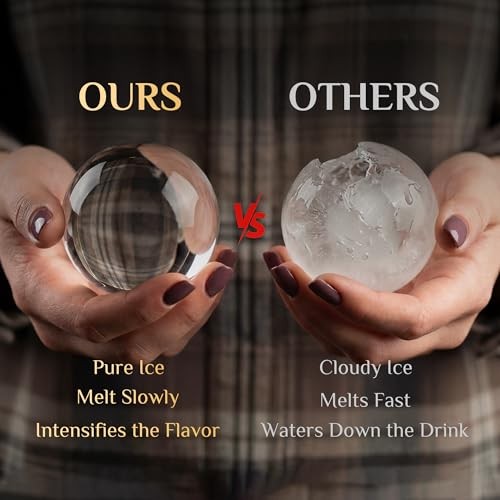Clear Ice Cube Maker, 2.5" Stainless Steel Ice Ball Maker Mold for 2 PACK Black