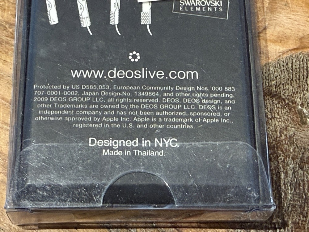 DEOS iPhone & iPod Earphone Covers PURPLE Swarovski Elements NWT