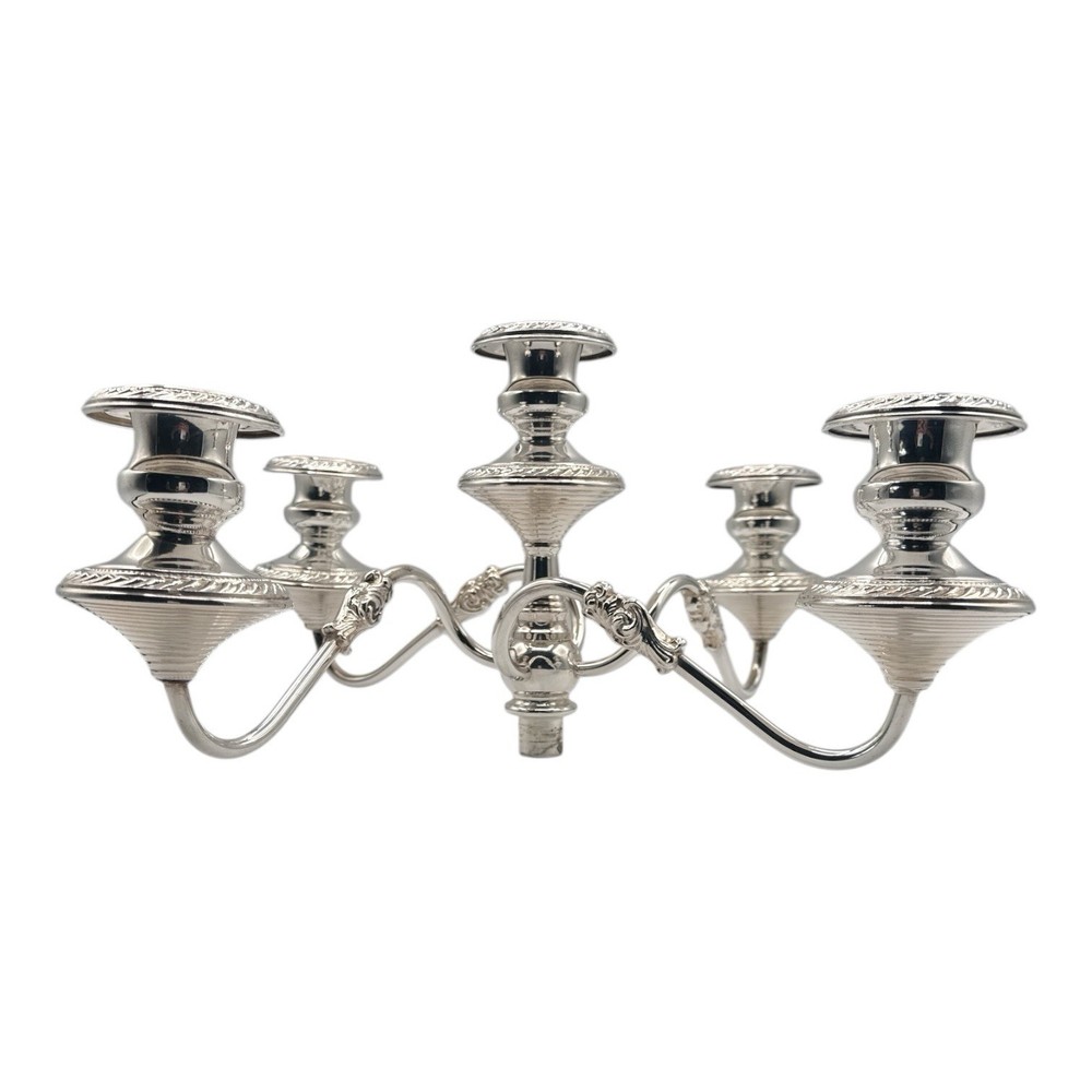 2 Silver Plated Candelabra Attachments 5 Arm w/ Bobeches