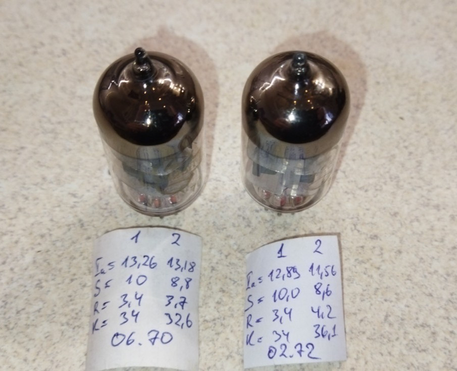 6N23P Reflector Matched Pair 197x year ( E88CC 6Н23П ) Tested. Double triode.