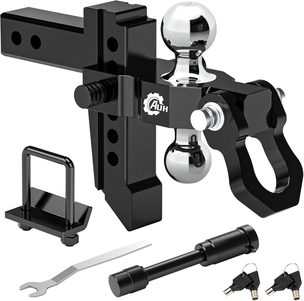 AUH Adjustable Trailer Hitch, 6" Drop/Rise with Shackle Fits 2" Receiver Only