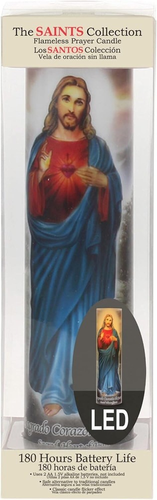 Jesus Flameless LED Devotional Prayer Candle with Automatic Timer Unique Decor