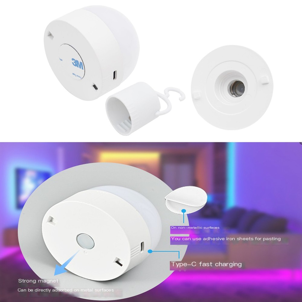 3-Color Rechargeable Light Bulb E26 Rechargeable Light Bulbs w/Remote Control