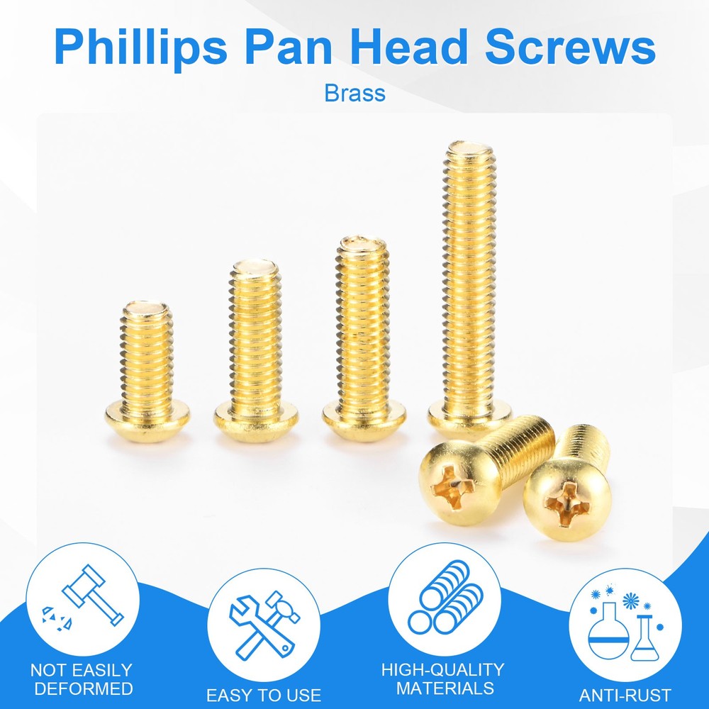 20-Pack M5x30mm Pan Head Machine Screws Brass Screw Brass