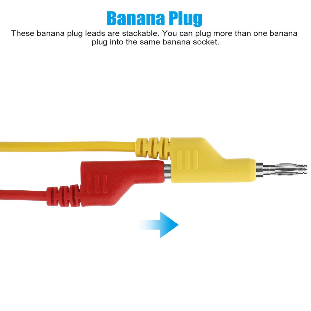 5Pcs 1000V Stackable Banana to Banana Plug Test Lead Wire Cable for Multimeter