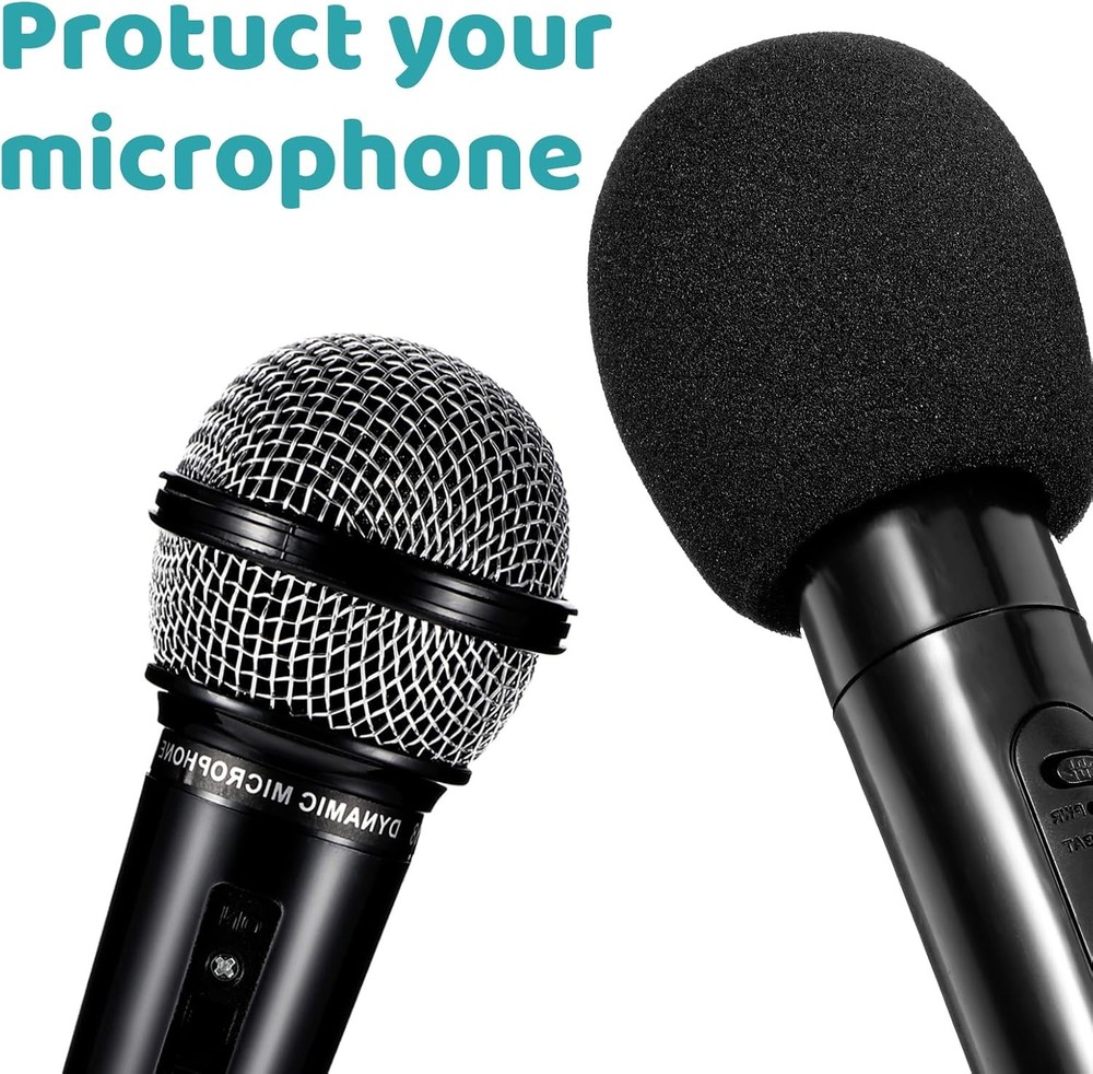 Microphone Cover, 6PCS Foam Mic Covers Black Microphone Windscreen Pop Filter Co