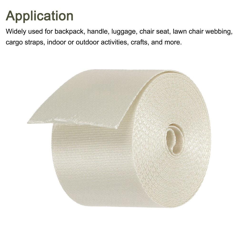 Flat Nylon Webbing Strap 2 Inch 5 Yards Milky White for Backpack