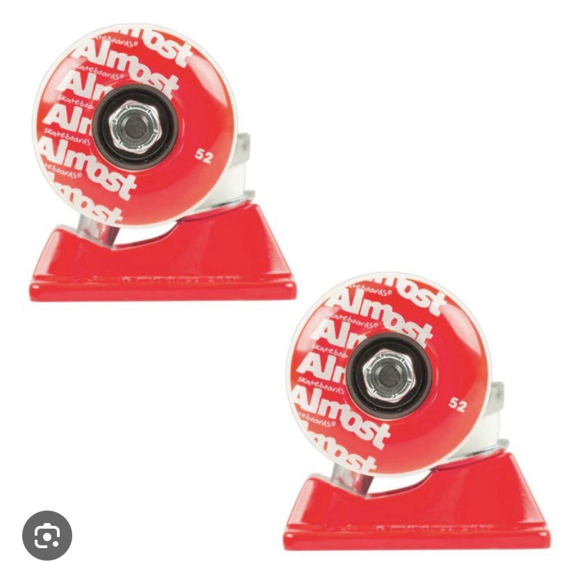 TENSOR/ALMOST ASSEMBLY 5.25 RAW/RED W/52mm REPEAT TRUCKS SET Wheels Skateboard